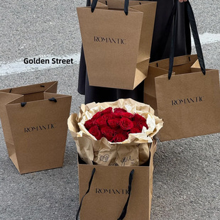 New cowhide color bouquet tote bag flower packaging bag flower shop floral gift bag baking tote bag wholesale
