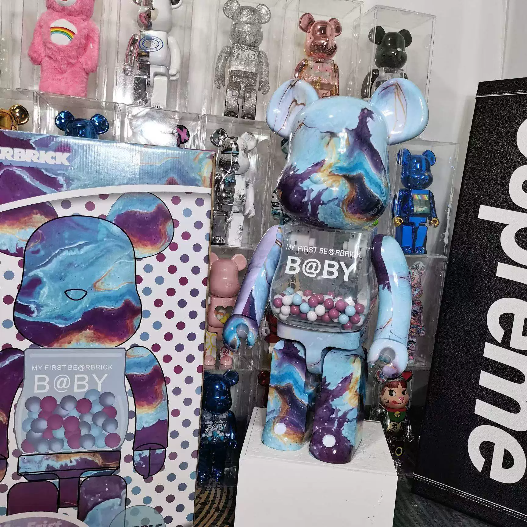 Bearbrick Violent Bear 1000%Plating Tide Playing Bear Hand -Office Toys Home Locker Ladder Van Gogh Qianqiu