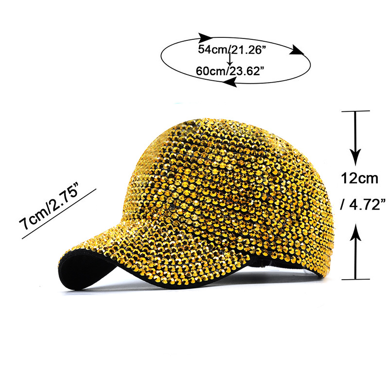 Unisex Colorful Rhinestone Baseball Cap Spring/Summer Fashionable Versatile Adjustable Duckbill Sun Hat For Men And Women_voghion.com
