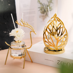 金属製の鉄工芸アロマディフューザー、火を使わないエッセンシャルオイルフレグランス、家庭用、お部屋、バスルーム、寝室用香水、鉄工芸品