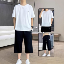 青少年夏季套装男高中学生酷帅一套运动服潮流夏装纯棉短袖两件套