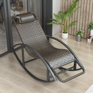 Rocking Chair Balcony Home Leisure Chair Rattan Lazy Chair Adult Rattan Chair Leisure Chair Elderly Recliner Sleeping Chair Single X&