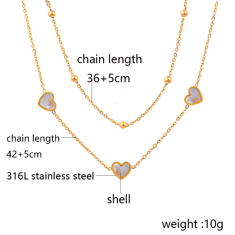 Retro Star Heart Shape Titanium Steel Inlay Shell Pendant Necklace 1 Piece