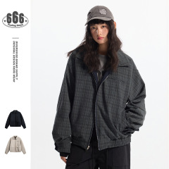 BTBDBTEデザイン感英倫風潮牌両面着工装ジャケット男女カップルの格子縞コートW2515