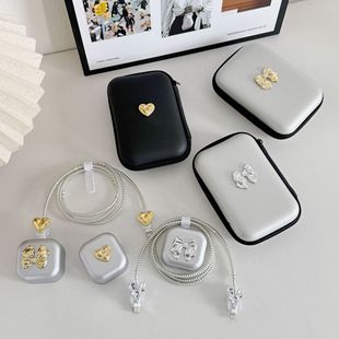 Electroplated Love Bow Fast Charging Head Protective Cover Storage Bag Suitable for Apple Uk Standard 20W Fast Charging Head