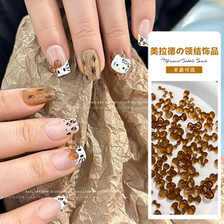 美甲蝴蝶结饰品混款美拉德卡通立体酒红色领结树脂指甲装饰品批发