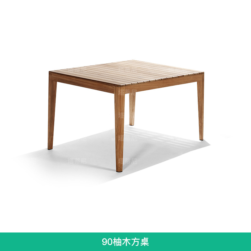 Mesa y sillas de comedor de teca para ocio al aire libre, sillas de ratán de diseño para balcón, muebles nórdicos para jardín y patio al aire libre. image 8