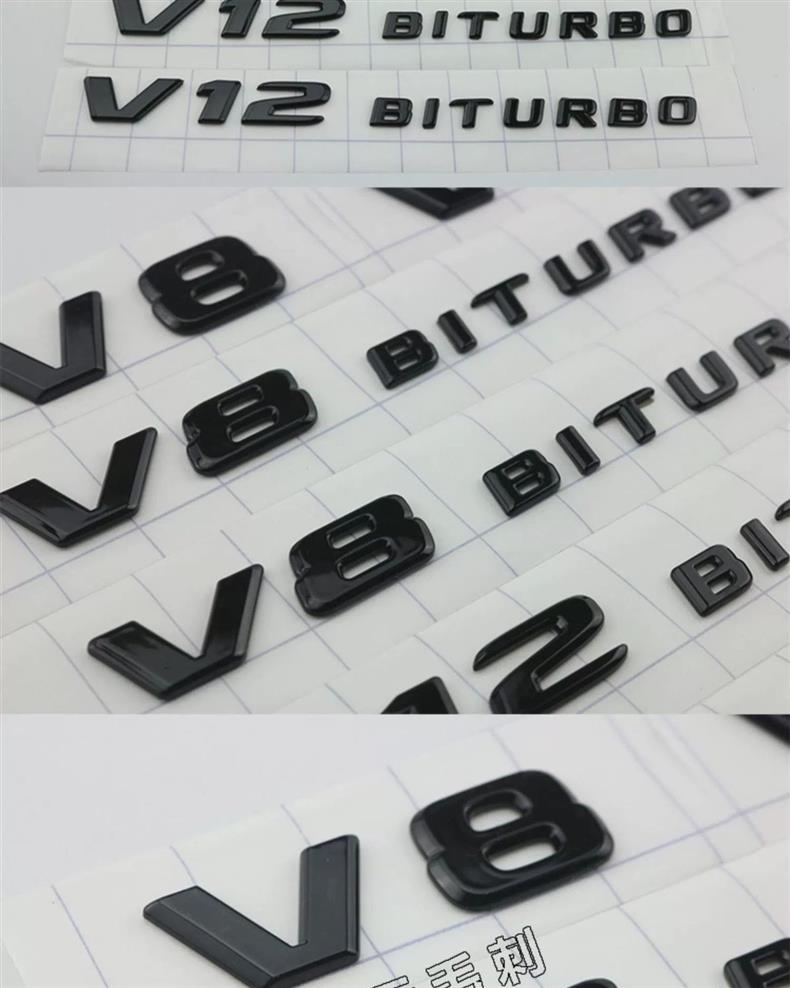 Mercedes-Benz G-Class G500 emblem, G63 lettering, AMG car stickers, 65 rear badge, V8 BITURBO side badge, black