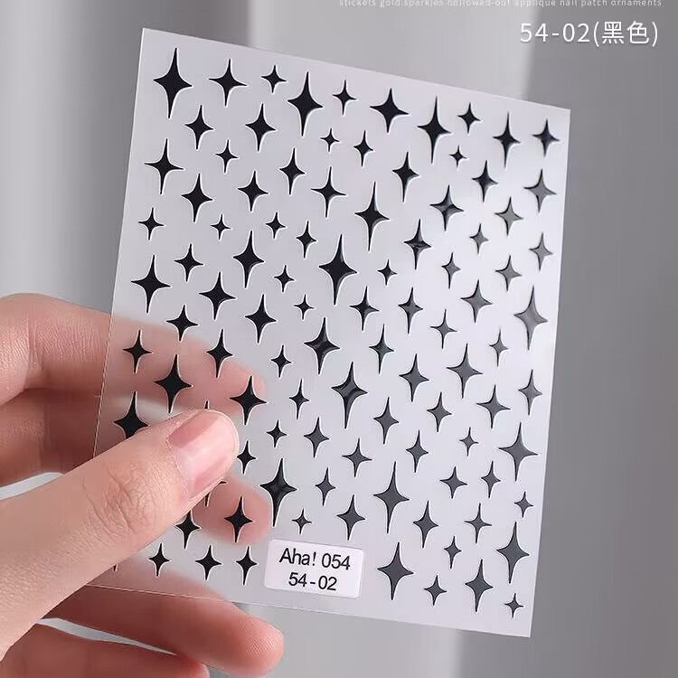 Red estrella de uñas pegatinas de espalda pegatinas de uñas 3D estampado de plata estrella mini papel decoración pegatinas de media luna pentagonal