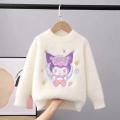 女童毛衣秋冬新款針織仿水貂絨中小童女孩圓領卡通庫洛米寶寶批發