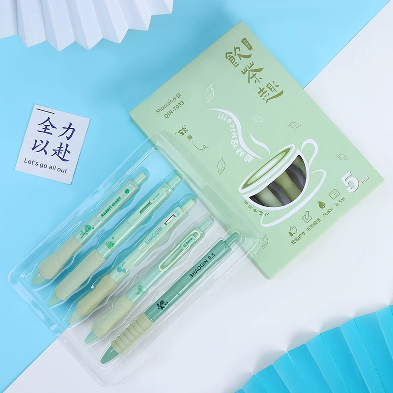 Нейтральная ручка INS, 0.5 мм Soft-Grip Tea-Color набор, 5 шт (чернильная чернила)