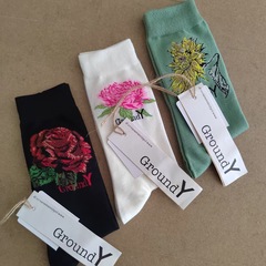 23新款日本山本耀司花朵復古文藝風格小腿襪時尚甜美女士中筒襪潮