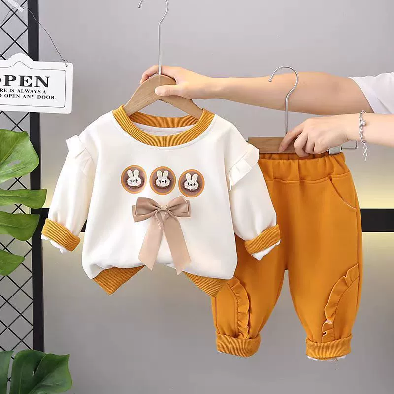 Детский костюм-двойка для девочки, осенний свитер, новый стиль, повседневный, весна-осень