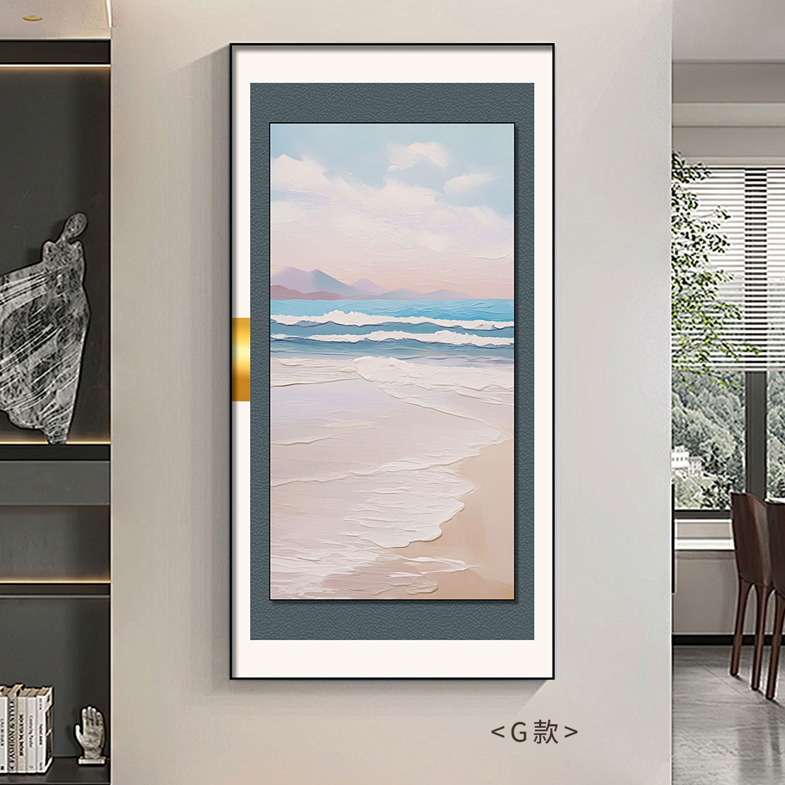 Pasillo de entrada, pasillo, pintura decorativa, paisaje marino, microtallado, bronceado, textura de cuero, pintura tridimensional, suspensión, pintura colgante de doble capa