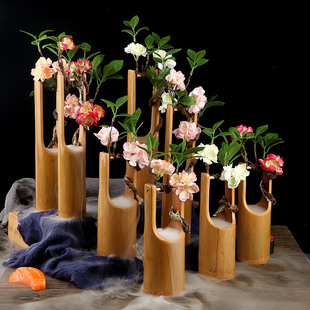 Sashimi decoration bamboo tube rattan Flower Seafood posture making dry ice bamboo tube hotel decoration plate flower and grass restaurant dish decoration ornaments