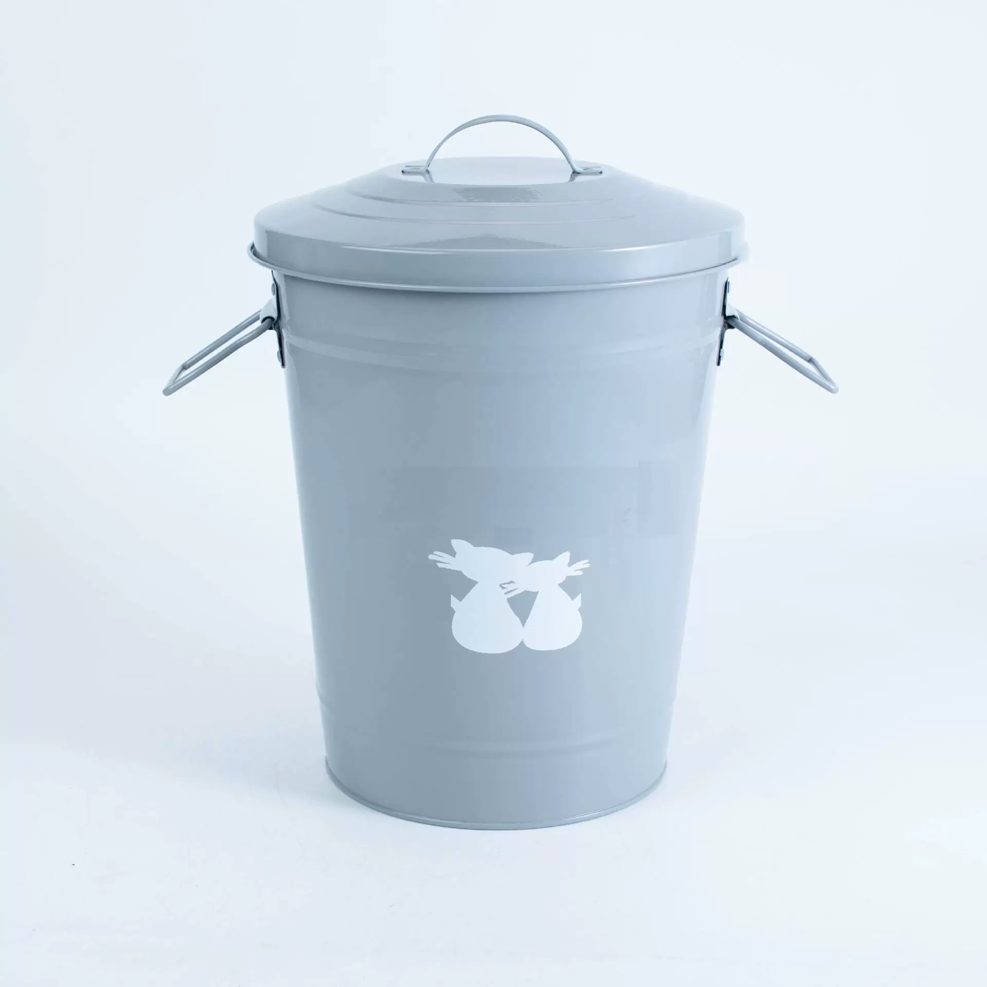 Серое ведро для кошачьей еды с крышкой из оцинкованного железа бытовое ведро для собачьей еды ведро для хранения корма для домашних животных