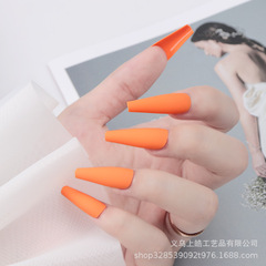 外貿歐美黑色磨砂啞光超長芭蕾甲24片成品美甲批發press on nails