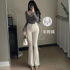 太ももの大きい股のズボン ~ 韓女のお姉さんのシンプルなファッションの乳の白いは尻を持ち上げて百合の小さいラッパの高い腰のジーパン