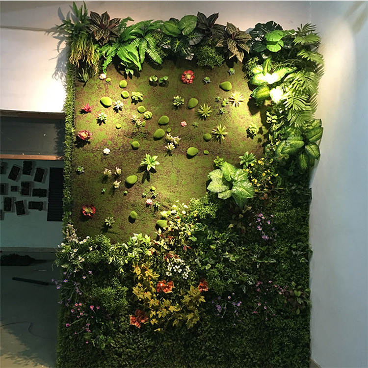 Flor artificial creativa Pared de césped decorativo interior planta verde techo artificial pared de fondo fábrica al por mayor Pared de Planta artificial