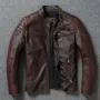 翻领新款男士立领皮夹克
