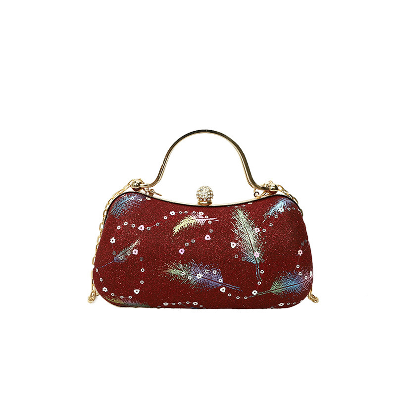 Bolso de mujer retro transfronterizo 2025 nuevo bolso de cena de pañuelo de plumas bolso de cadena de hombro