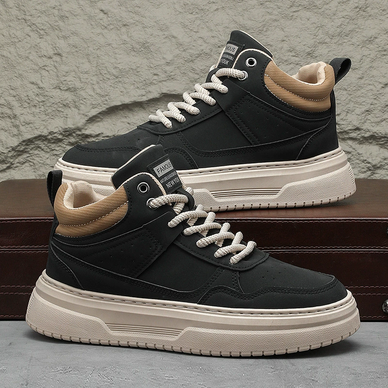 Мужские кроссовки на платформе high-top, корейский стиль, осень, массивная подошва, размеры 39–44