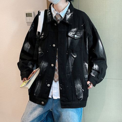 Men's Spring/Fall Hong Kong-style Retro Graffiti Long-Sleeve Jacket—Loose Fit, Trendy, and Perfectly Versatile for Casual Outfits