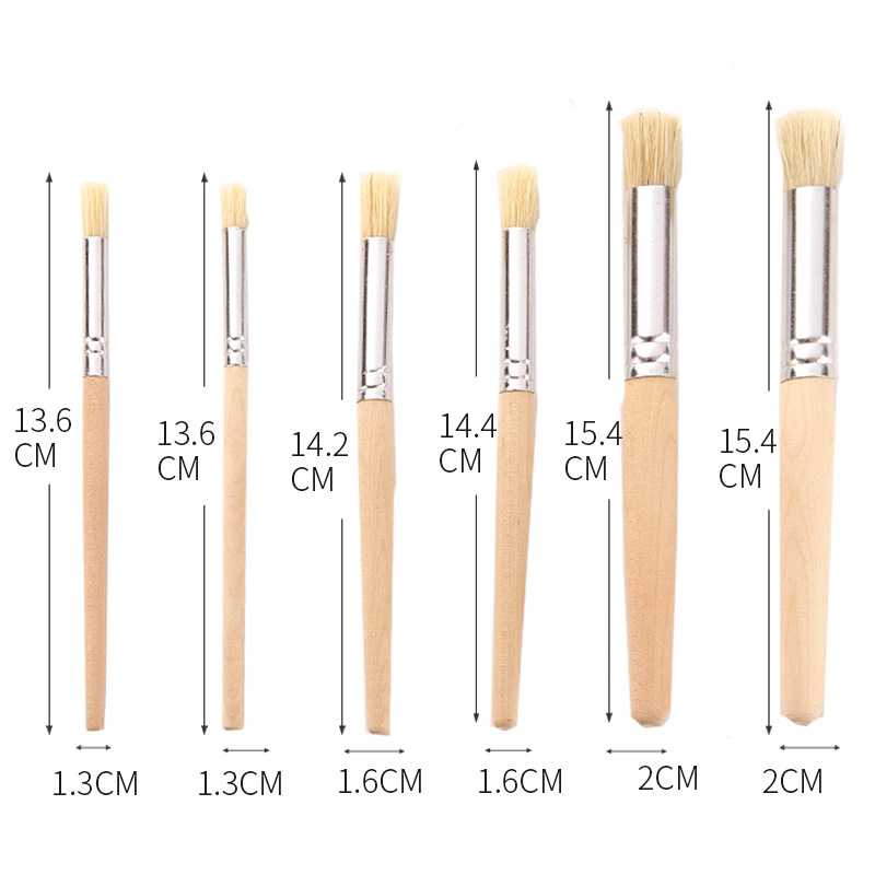 Transfronterizo 6 varillas de troncos Cepillo de melena de cerdo Cepillo de pintura de plantilla hueca Cepillo de pintura al óleo Cepillo acrílico para arte