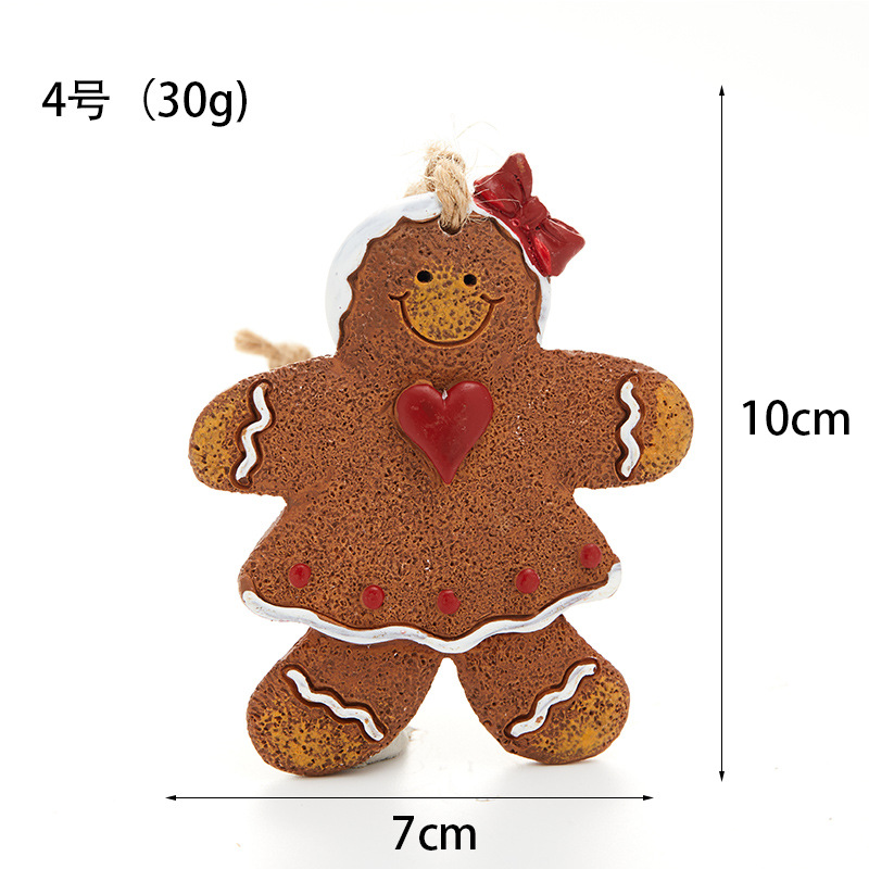 Resina de madera de jengibre hombre pequeño colgante de Navidad árbol de Navidad decoración colgante simulación pequeña galleta hombre colgante