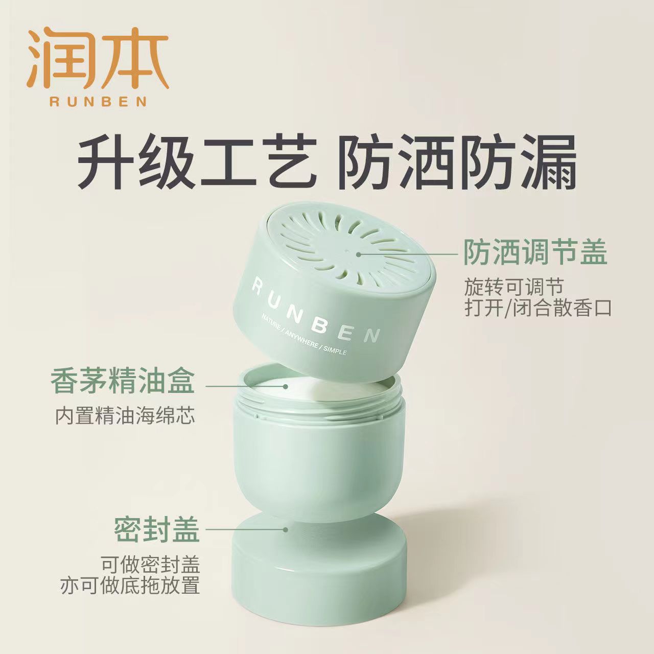 Reed Diffuser with Dīngdīng Aroma Lemongrass, Indoor & Outdoor Essential Oil Liquid, Continuous Fragrance Dispensing Box