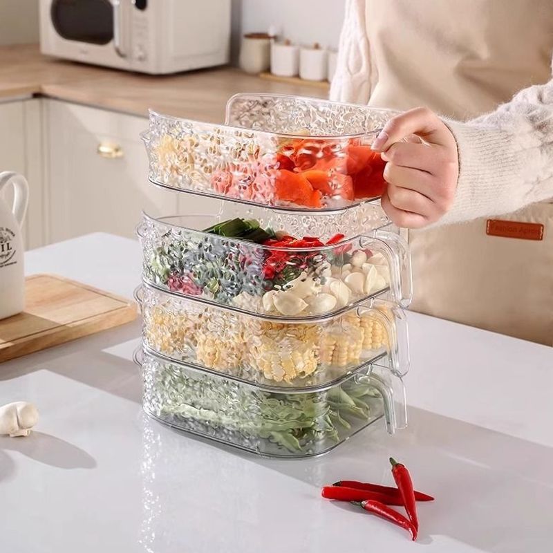 Kitchen prep tray, stackable for storing ingredients, hot pot accessories, and cooking supplies; transparent food storage containers for home use; multi-layered, high-quality serving dishes