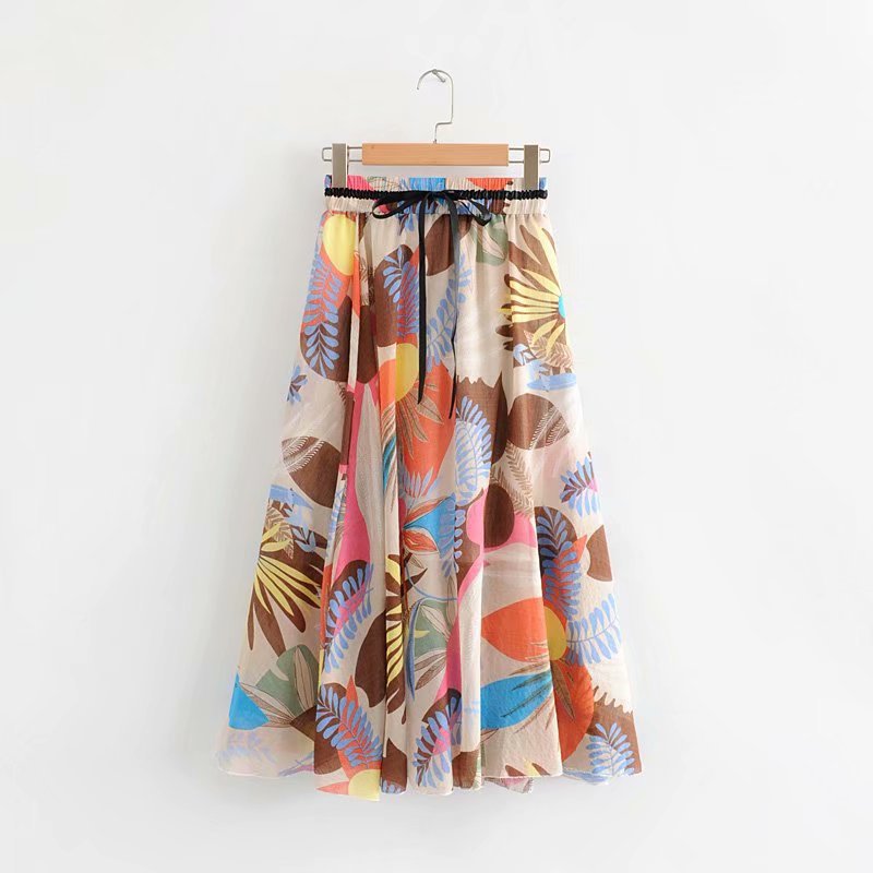 fashion chiffon print mid-length skirt NSAM44589