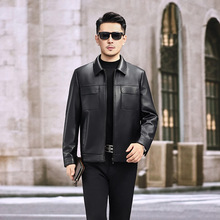 工厂供货雷总绵羊皮短款皮衣头层皮纯皮外套皮夹克男式机车翻领