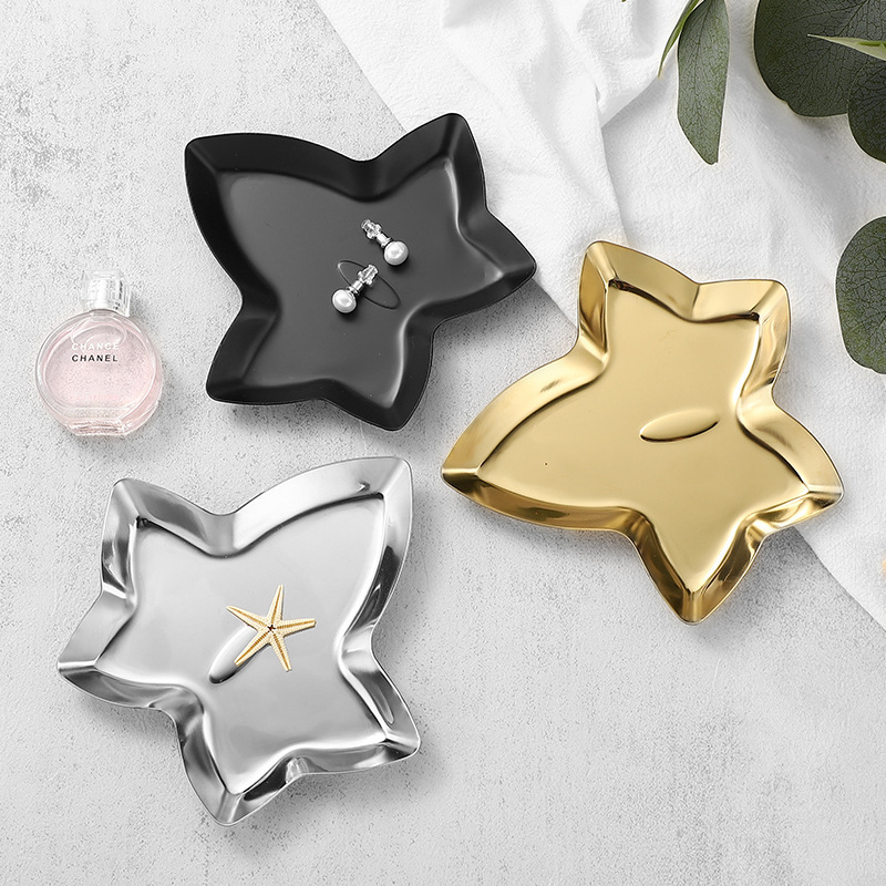 Creative Sinomenine Leaf-shaped Stainless Steel Storage Tray Dessert Cake Plate Jewelry Metal Plate