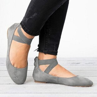 Large size European and American new shallow mouth elastic strap round head women's shoes flat heel dancing mom shoes explosions Amazon