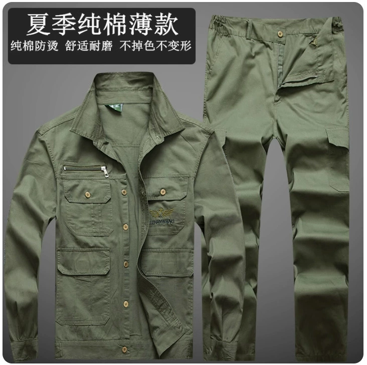 Летняя тонкая рабочая одежда, костюм с длинными рукавами, мужская дышащая спецодежда для сварки, авторемонт, рабочая одежда с короткими рукавами и несколькими карманами, хлопок