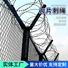沈阳刀片刺线Y型柱机场监狱小区螺旋式防护刺绳防盗果园大地院墙