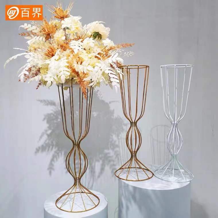 百界铁艺道具农村户外婚礼现场布置桌花路引花架蛮腰桌上布置摆件