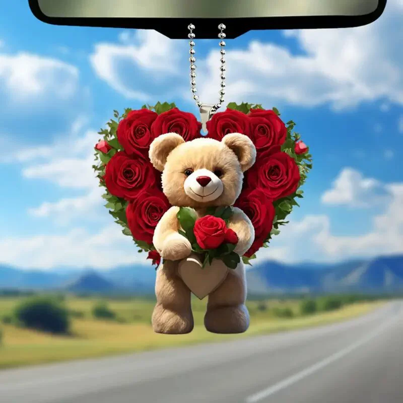 2D акриловый медведь любви кулон украшение на День Святого Валентина кулон рюкзак брелок украшения трансграничные горячие продажи автомобиль висит