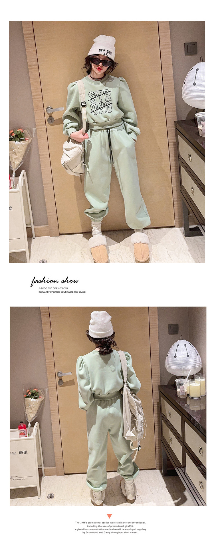 Conjunto deportivo para niñas de felpa otoño e invierno 2023, nuevo suéter grueso de moda para niños de talla mediana a grande con alpaca_voghion.com