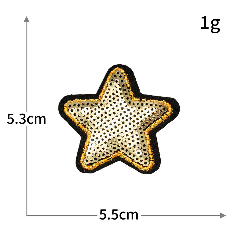 五角星亮片刺繍コンピュータ刺繍布貼りホットメルトアイロン貼り付けdiy服パッチ卸売り|undefined
