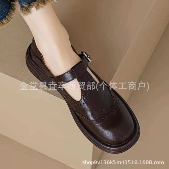 2025新款春秋女鞋扣带鞋单鞋小皮鞋|undefined