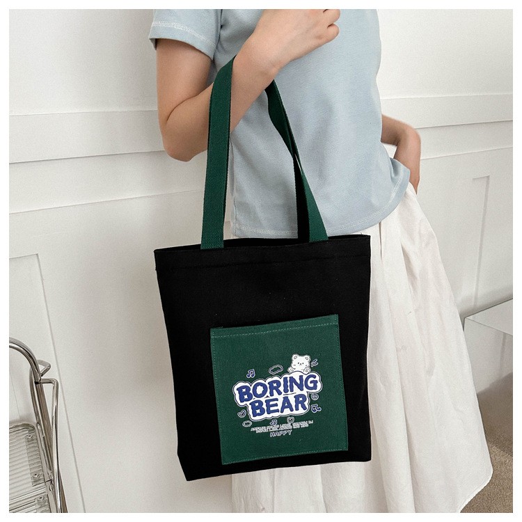 Wholesale of 2025 new casual and fashionable canvas bags, large-capacity single-shoulder bags for college students' shopping, and trendy tote bags undefined