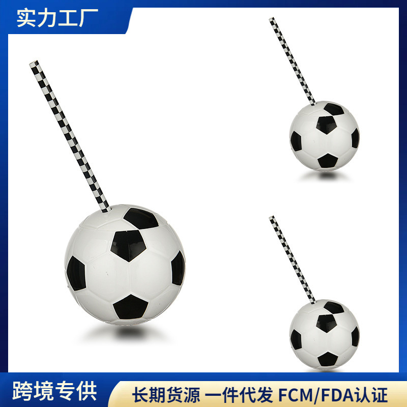 450mL taza de plástico de fútbol baloncesto Golf béisbol paja taza Copa Mundial promoción Copa cuadrado NBA FIFA