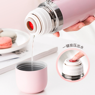 Thermos Cup Girls Heart Ins Cute Portable Children's Water Cup Large Capacity Simple Student Water Kettle Cup Customization