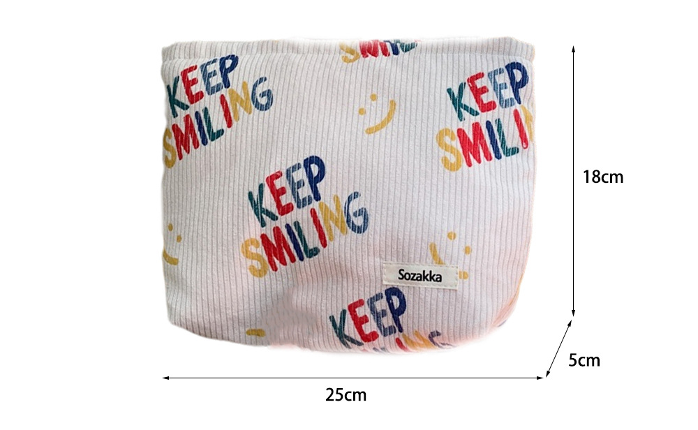 38181 New 2023 Corduroy cosmetic Bag, Letter smiley face storage, washroom clutch, Mobile phone wallet, Pen case Specification drawing