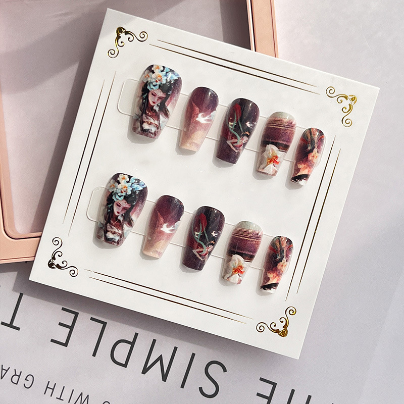 Nueva uñas de uñas de estilo nacional chino 30 piezas en caja