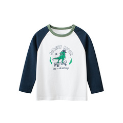 27kids Autumn Cross-border Children's Apparel Wholesale Children's Basic Tee Dinosaur Long-sleeve T-shirt Baby Clothes Factory Wholesale
