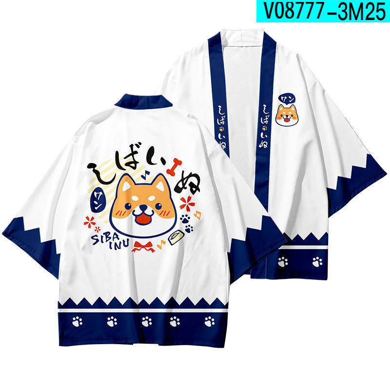 田園柴犬演出服文芸新商品道長羽織着物デジタルプリント|undefined