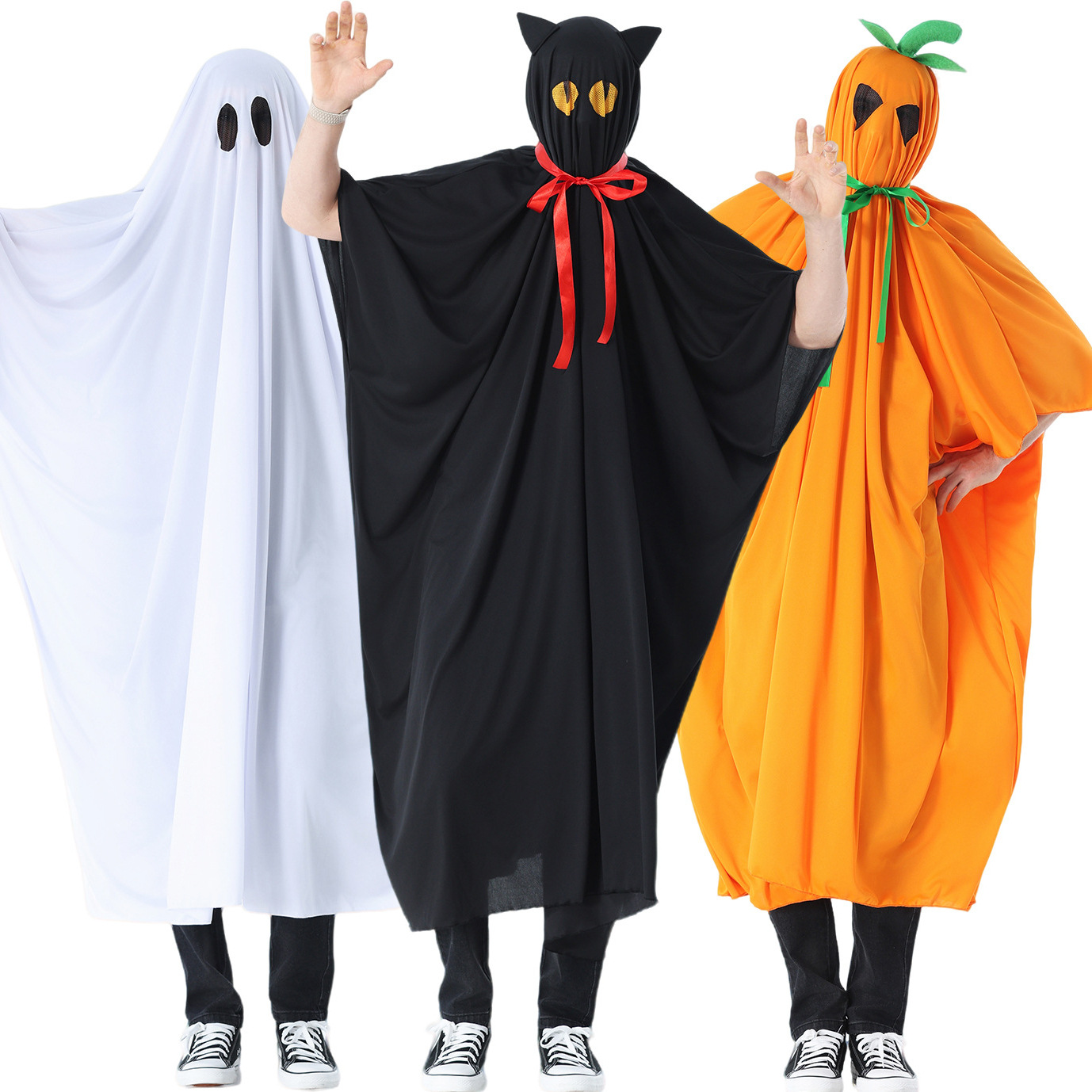 Halloween adult costume ghost pumpkin black cat hooded cape cosplay outfit stage performance costume